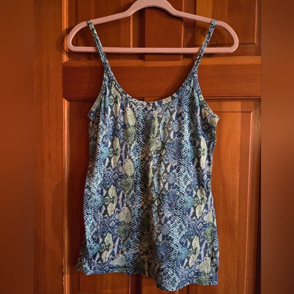 OP Ocean Pacific Blue and Green Snake Print Camisole